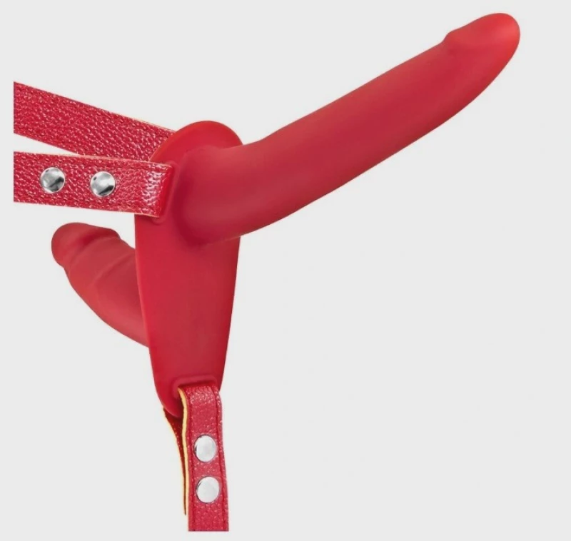 Strap-on for Women-Double Dildo-Silicone, Red, Guilty Toys