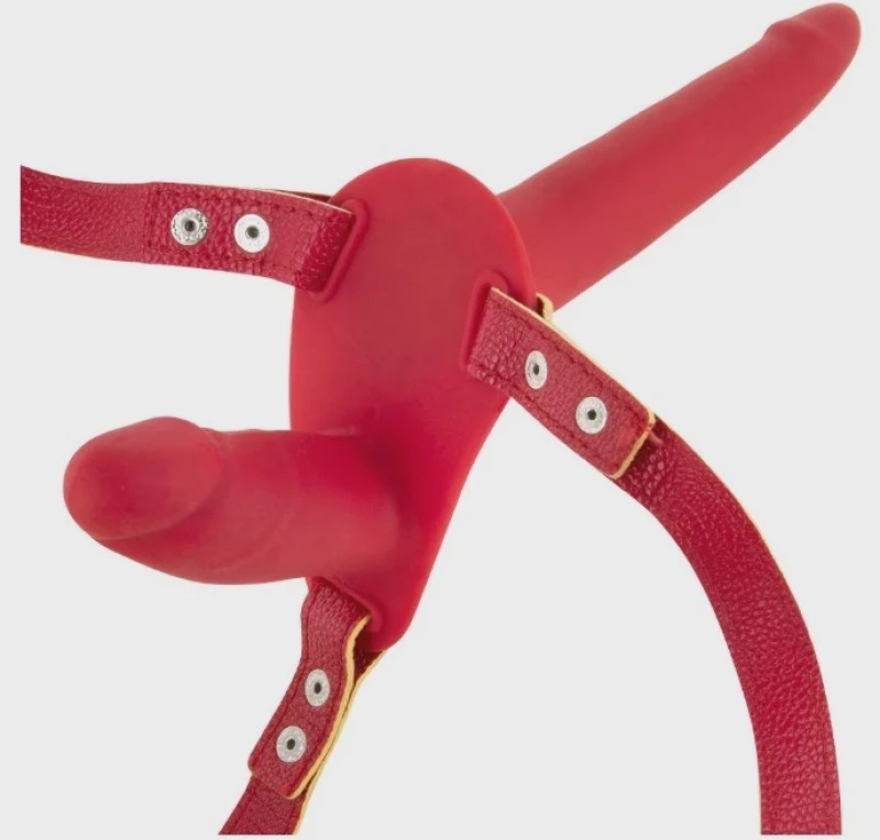 Strap-on for Women-Double Dildo-Silicone, Red, Guilty Toys