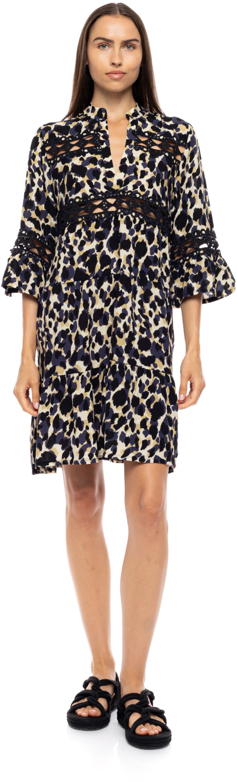 Γυναικείο Beachdress Pink Label - YELLOW LEOPARD - 3/4 Μανίκι - Viscose