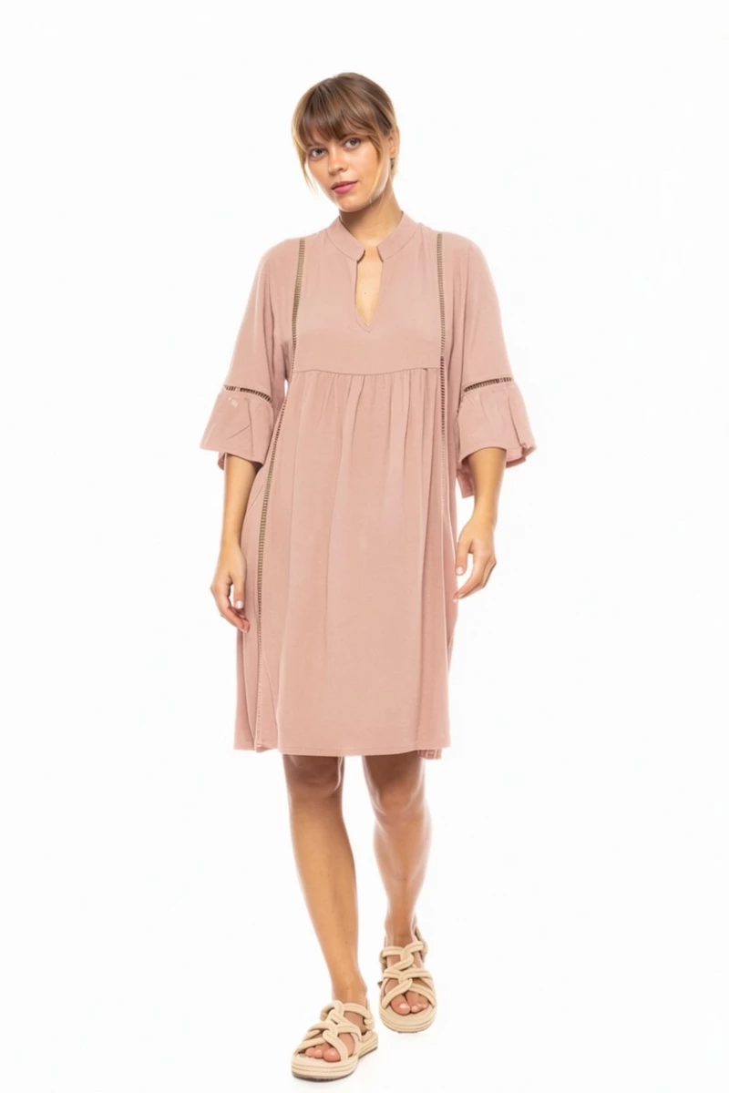 Γυναικείο Beachdress Pink Label -  Salmon - Mini Φόρεμα - Regular Fit - Viscose
