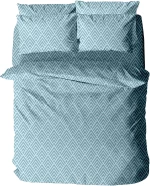 Σετ Σεντόνια Menta Εμπριμέ 500 Blue Διπλό με λάστιχο (150x200 30)