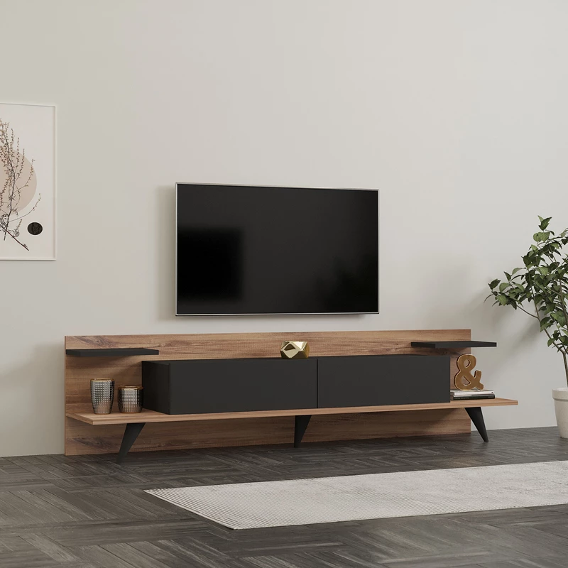 Έπιπλο τηλεόρασης Astry pakoworld καρυδί με ανθρακί 180x36,8x45εκ