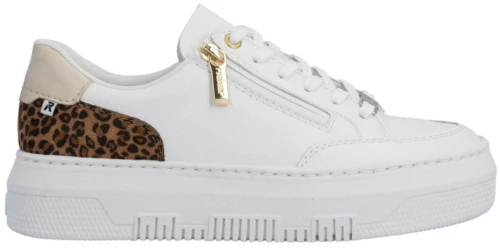 Rieker M1900-80 Ανατομικό Δερμάτινο Sneaker Λευκό / Λεοπάρ