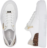 Rieker M1900-80 Ανατομικό Δερμάτινο Sneaker Λευκό / Λεοπάρ