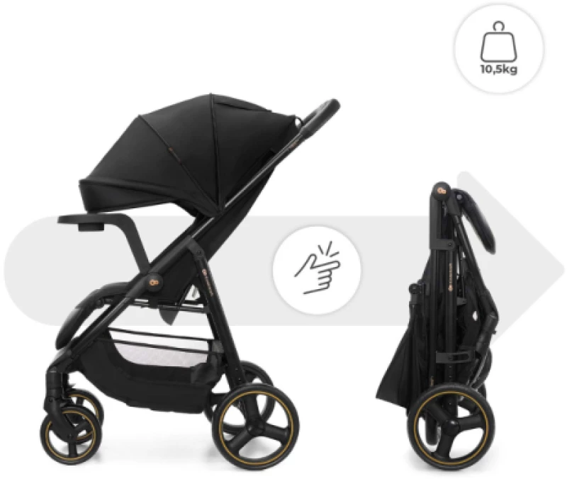 Καρότσι Μωρού Kinderkraft TRIG 3 ONYX BLACK με δίσκος φαγυτού
