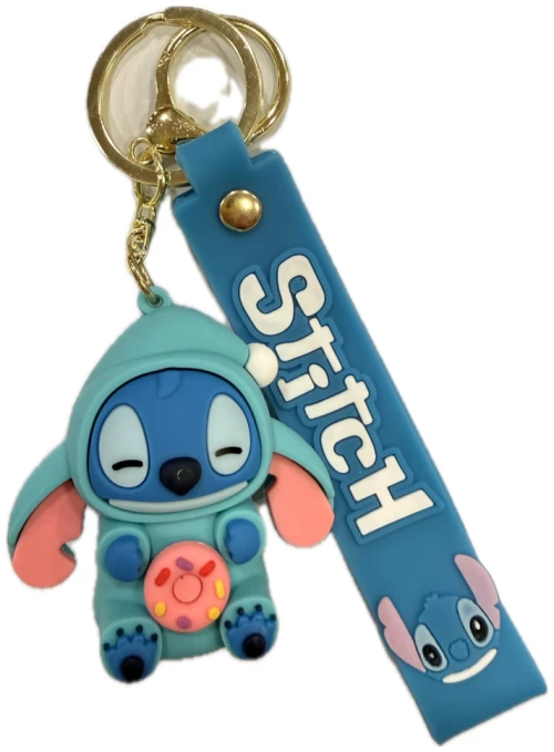 Μπρελόκ Καουτσούκ Stitch με Πυζάμα Πράσινη & Ντόνατ