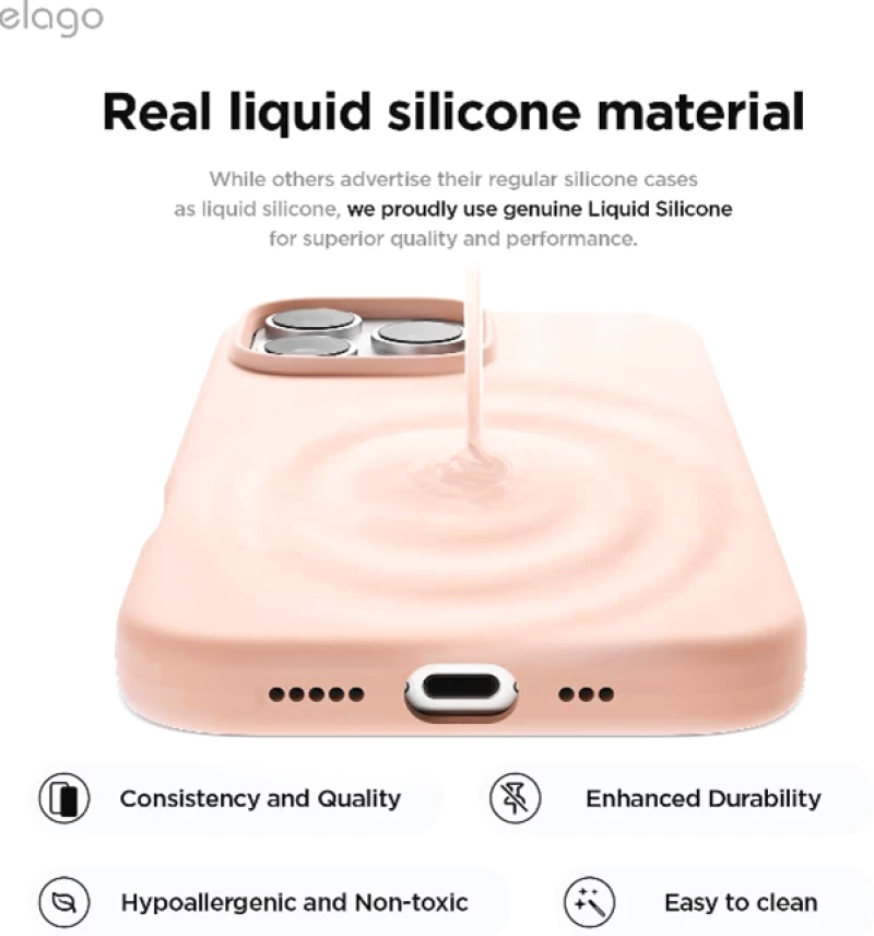 Θήκη iPhone 16 Pro Max Elago Silicone Case Premium Σιλικόνης - Lovely Pink (ES16SC69PRO-LPK)