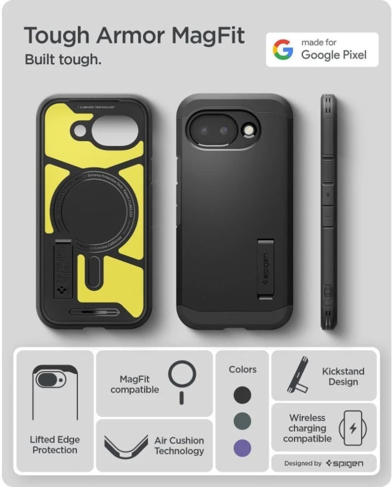 Θήκη Google Pixel 10a Spigen Tough Armor MagFit Ανθεκτική με MagSafe & KickStand - Black (ACS11280)