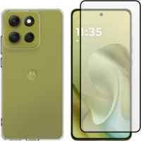 Θήκη & Tempered Glass Motorola Moto G86 Vivid Set TPU Clear Case Σετ Διάφανη Σιλικόνης & Full Face Αντιχαρακτικό Γυαλί Προστασίας Οθόνης - Transparent / Black (VIVGGS000031)
