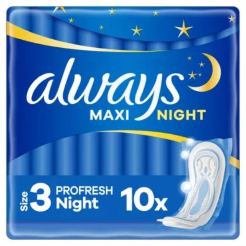 ALWAYS Maxi Night Profresh No3 10 Τεμάχια