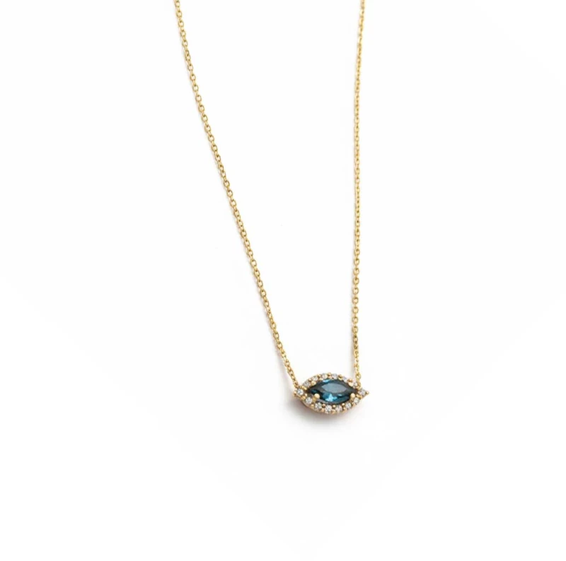 Κολιέ Topaz Zircon Χρυσό K14 Gatsa 0761-14 Αλυσίδα 40cm