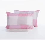 Σετ Σεντόνια Μονά με Λάστιχο 3 Τεμαχίων Nef-Nef Casual Check Rose 100x200+35
