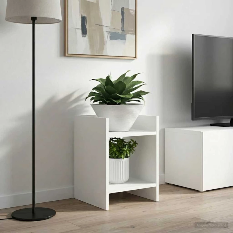 Βάση φυτών με ράφι 2 pcs Λευκός 30 x 30 x 40 cm Λευκό 899611