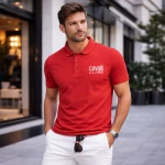 Cavalli Class Ανδρική μπλούζα Polo κοντομάνικη, 100% Βαμβάκι, Red