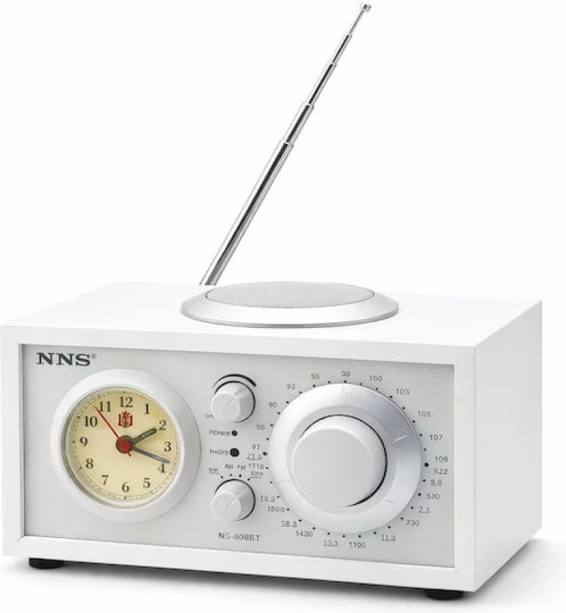 NS-808BT-W Retro Φορητό Ραδιόφωνο Επαναφορτιζόμενο με Bluetooth και USB Λευκό