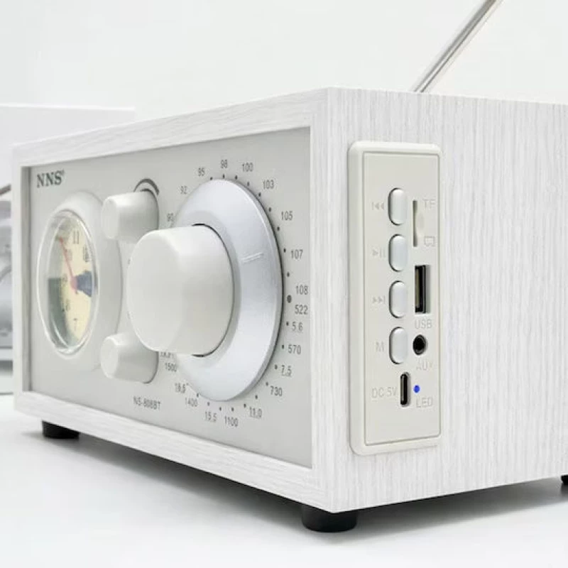 NS-808BT-W Retro Φορητό Ραδιόφωνο Επαναφορτιζόμενο με Bluetooth και USB Λευκό