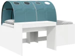 vidaXL Κρεβάτι με Τούνελ 3 pcs Λευκό και Γαλάζιο Επεξεργασμένο ξύλο