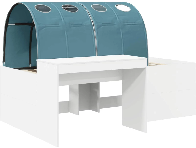 vidaXL Κρεβάτι με Τούνελ 3 pcs Λευκό και Γαλάζιο Επεξεργασμένο ξύλο