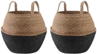 vidaXL Γλάστρα με Χερούλια 2 pcs Μαύρο Ø 32 x 32 cm 100% Θαλασσόχορτο