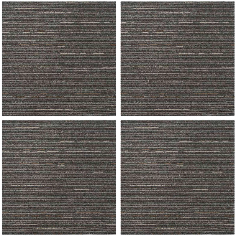 vidaXL Πλακάκι Χαλιού Ριγέ Σκούρο Καφέ 50 x 50 cm 4 pcs