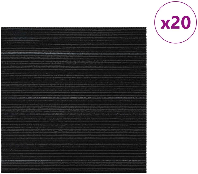 vidaXL Πλακάκι Χαλιού Ριγέ Σκούρο Γκρι 50 x 50 cm 20 pcs