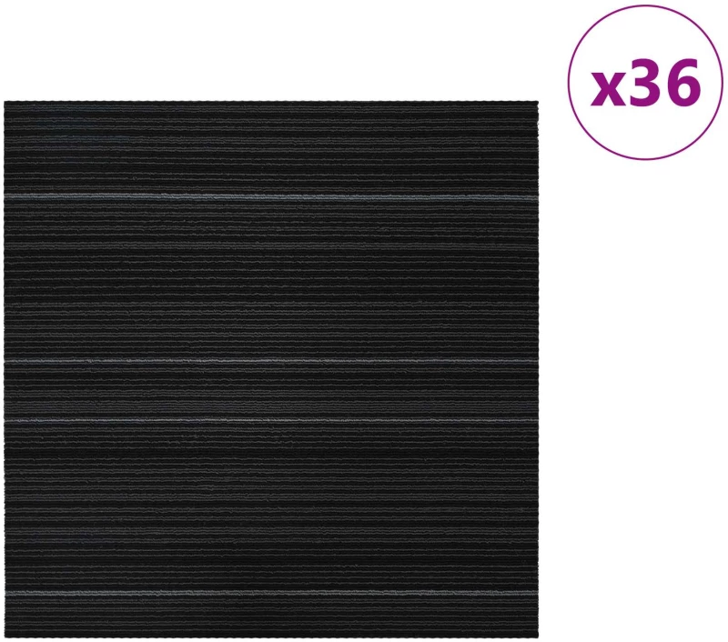 vidaXL Πλακάκι Χαλιού Ριγέ Σκούρο Γκρι 50 x 50 cm 36 pcs