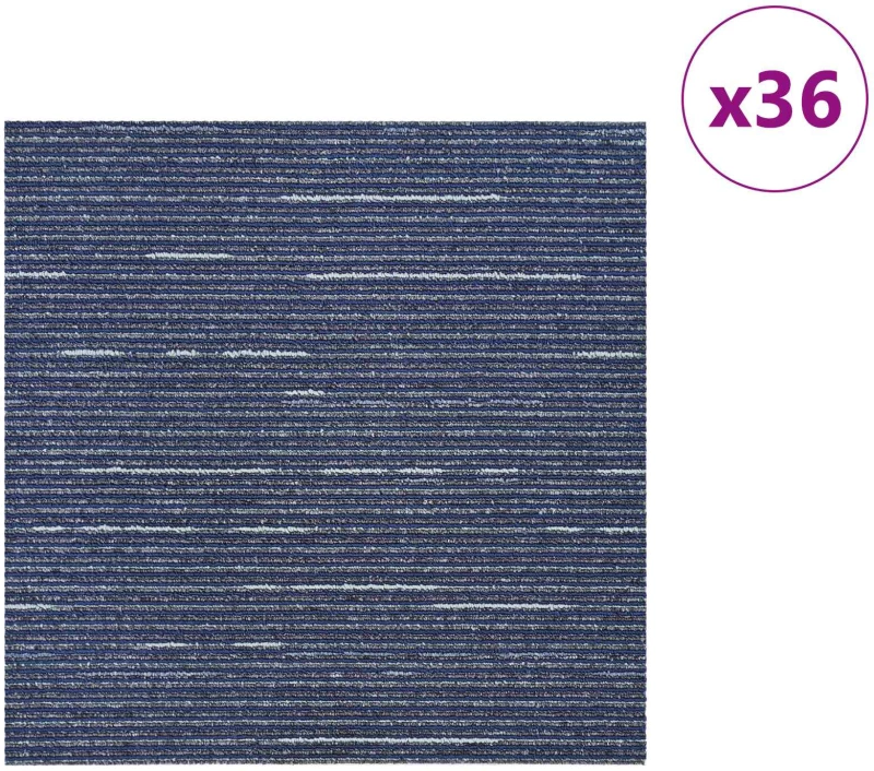 vidaXL Πλακάκι Χαλιού Ραβδωτό Μπλε 50 x 50 cm 36 pcs