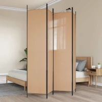 vidaXL 4-Πίνακας Διαχωριστικός Μπεζ 200 x 220 cm Ύφασμα