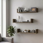 Ραφιέρα τοίχου Dark 3 τεμαχίων χρώμα καρυδί 60x15x12εκ.