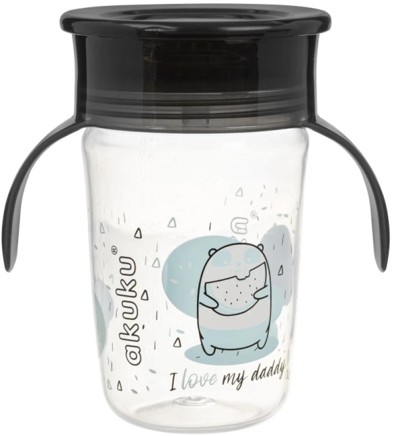 Εκπαιδευτικό Ποτηράκι 360° 240 ml με Χερούλια Black