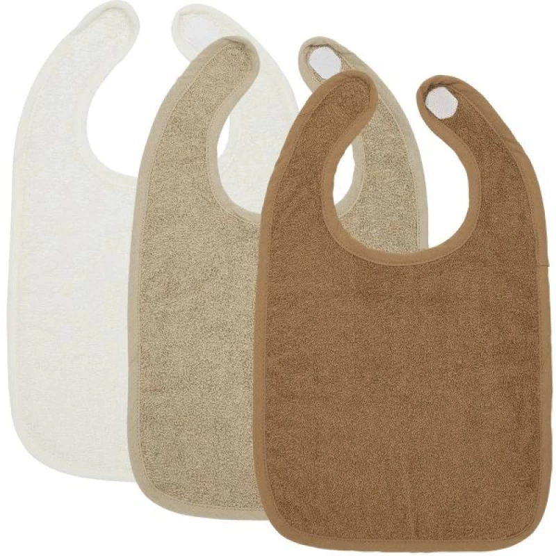Meyco – Σετ 3 Βαμβακερές Σαλιάρες Offwhite/Sand/Toffee