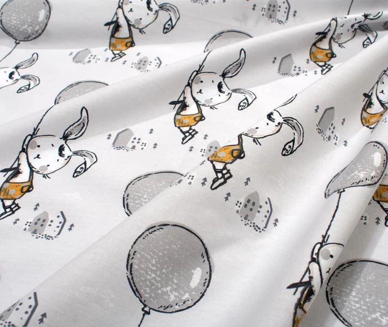 Σετ Σεντόνια Κούνιας (120x160) Floating Bunny 715 Grey βαμβακερά Dimcol