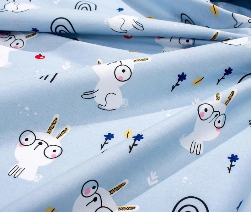 Σετ Σεντόνια Μονά 3τμχ (160x240) Rabbit Garden 584 Sky Blue βαμβακερά DimCol