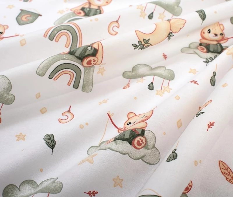 Παπλωματοθήκη Κούνιας 120x160 Cloudy Bear 581 White-Olive Dimcol