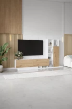 Stewehome Ράφι βιβλιοθήκης με ντουλάπι για τηλεόραση 210x30x124 cm