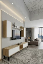 Stewehome Σετ επίπλων τηλεόρασης με ράφι από μοριοσανίδα 150x30x41 cm