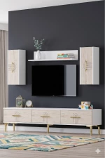 Stewehome Σετ μοντέρνας επιπλοσύνθεσης τηλεόρασης με ράφι από Συνθετικό ξύλο 180x30x41 cm