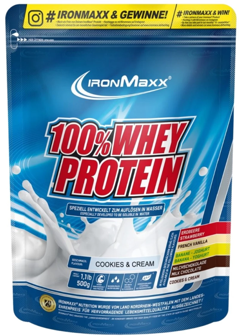 IronMaxx 100% Whey Protein [500 Γραμμάρια (Σακούλα)] Μπισκότα με κρέμα