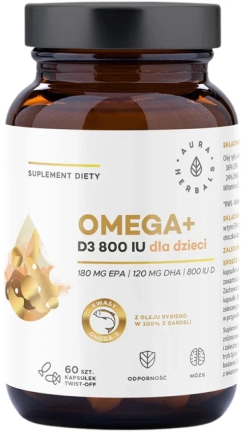 Aura Herbals Omega-3 500 mg + Vitamin D3 800 IU [60 Softgels]