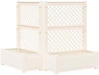 Μεγάλη Γλάστρα με Στήριγμα 2 pcs Λευκό 143 x 143 x 133,5 εκ PP |42041725