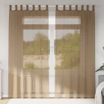 Κουρτίνες Voile με Θηλιές 2 τεμ. Ανοιχτό Καφέ 140x225 εκ. |4102313