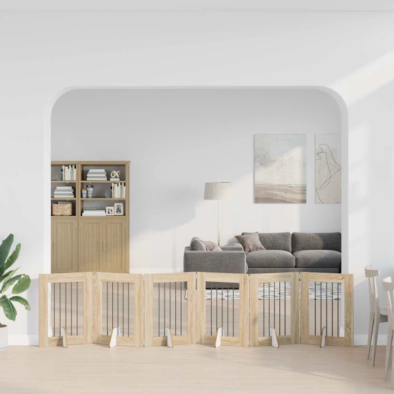 Πύλη Σκύλου με Στηρίγματα 6 pcs Sonoma Δρυς 60 x 80 cm |892104