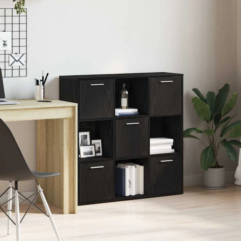Βιβλιοθήκη Μαύρη Δρυς 90x28x90 εκ. από Τεχνητό Ξύλο |862503