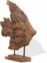 Γλυπτό με Ψάρι από Ξύλο Τικ 40x12x57 εκ. |244565