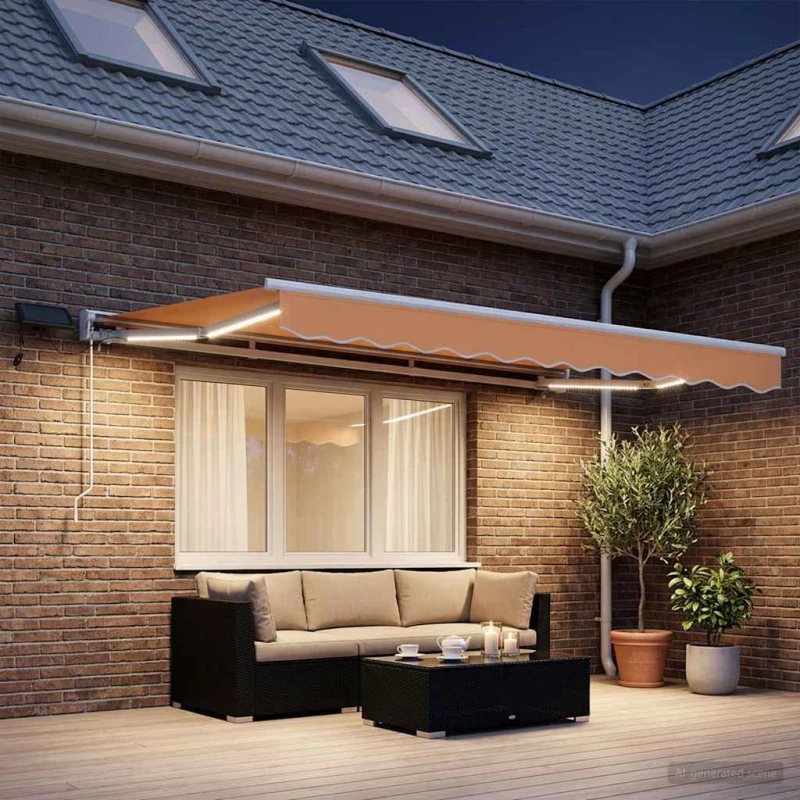 Χειροκίνητο πλαίσιο τέντας με LED Άμμος 3,5 x 2 m |3425725