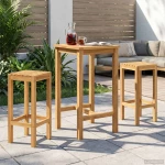Σετ Μπαρ Εξωτερικού Χώρου 3 pcs Ανέπεξεργαστο Στερεό Ξύλο Τίκ |3422496
