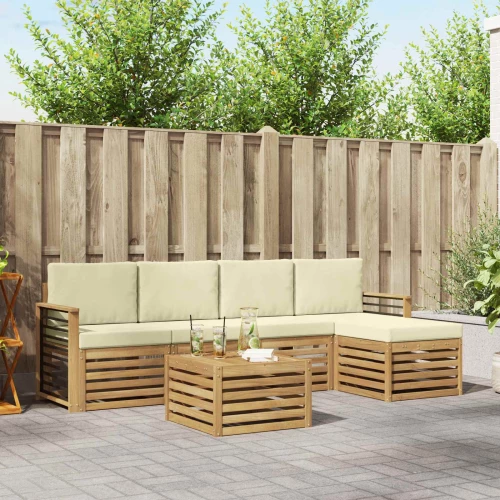 Σειρά Καναπέ Εξωτερικού 6 pcs Λευκό και Κρεμ 59 x 59 x 37 εκ |3391725