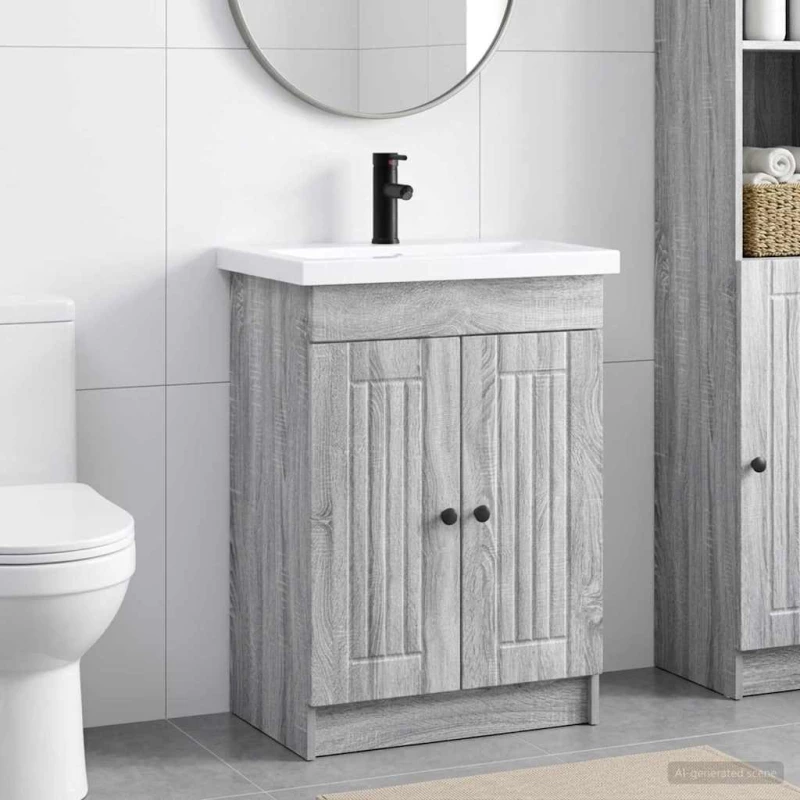 Σετ Επίπλων Μπάνιου Γκρι Sonoma 56 x 37,5 x 81 εκ |3404190