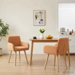 Καρέκλες φαγητού 2 pcs Μπουκλέ Μπεζ 59 x 57 x 85 εκ. |42034329