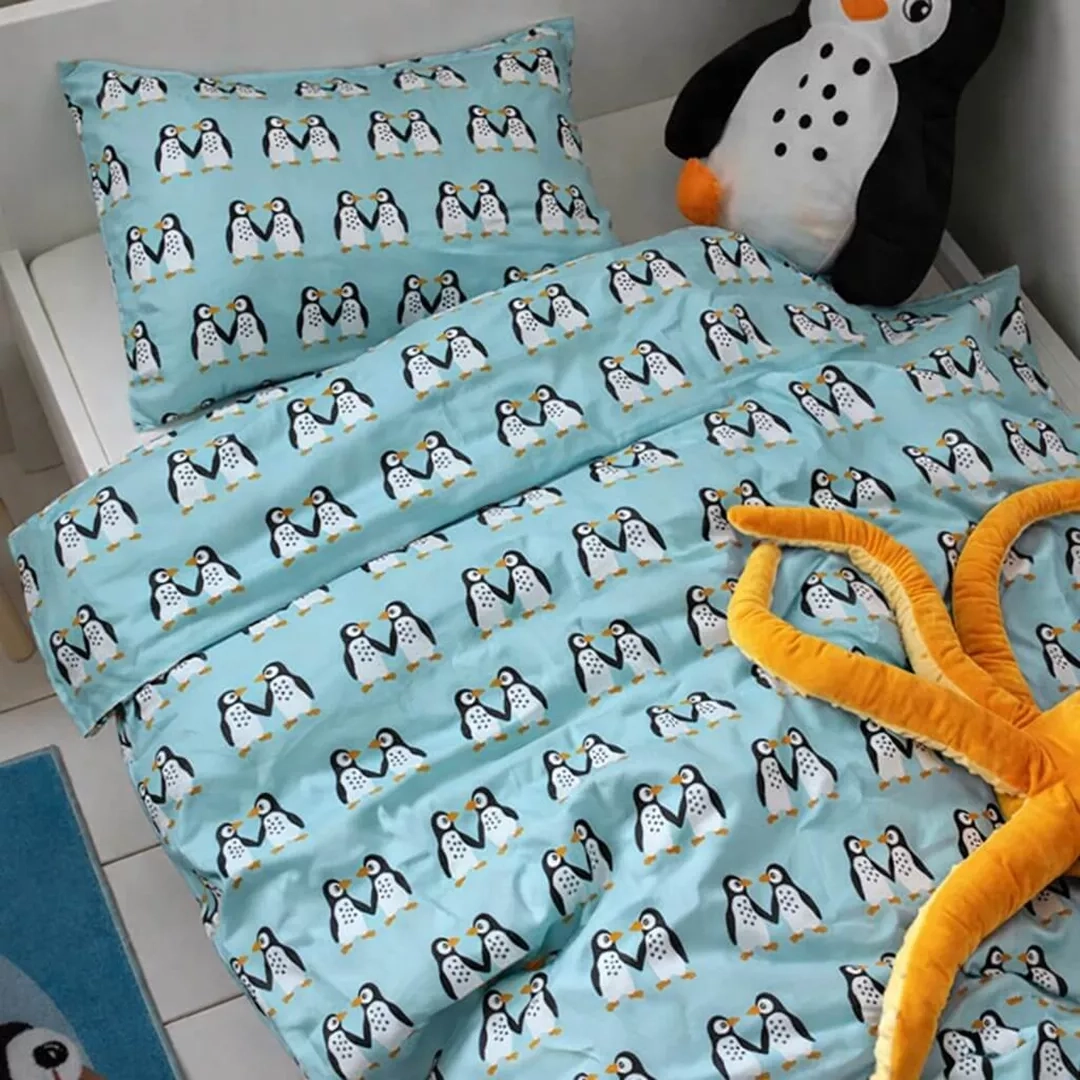 Παιδική Παπλωματοθήκη Μονή Penguins - 1Χ(1,65X2,50)+1Χ(50Χ70)